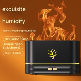 Flame Humidifier USB Smart Timing LED Electric Aroma Diffuser Simulation Fire Night Lamp Home Decor (Color: Black)