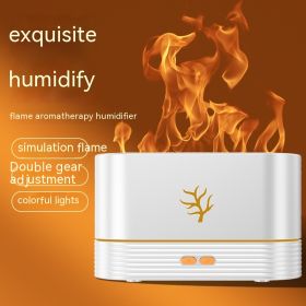 Flame Humidifier USB Smart Timing LED Electric Aroma Diffuser Simulation Fire Night Lamp Home Decor (Color: White)